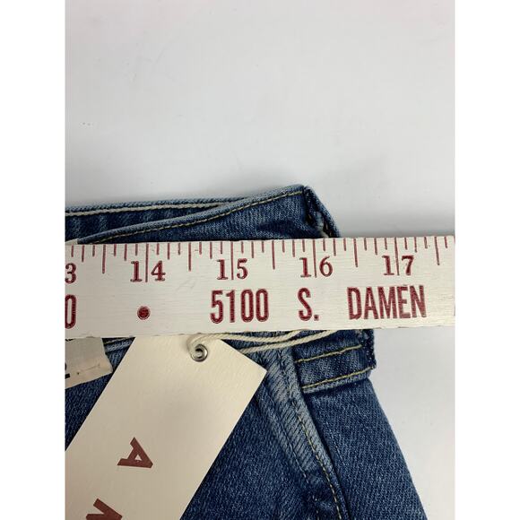 AMO Women 32 Bella Jeans Crush Slight Boot Extra High Rise Ankle NWT Raw Hem USA - Picture 6 of 16